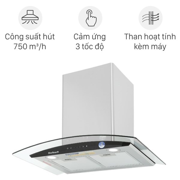 Máy hút mùi kính cong BlueStone HOB-8735