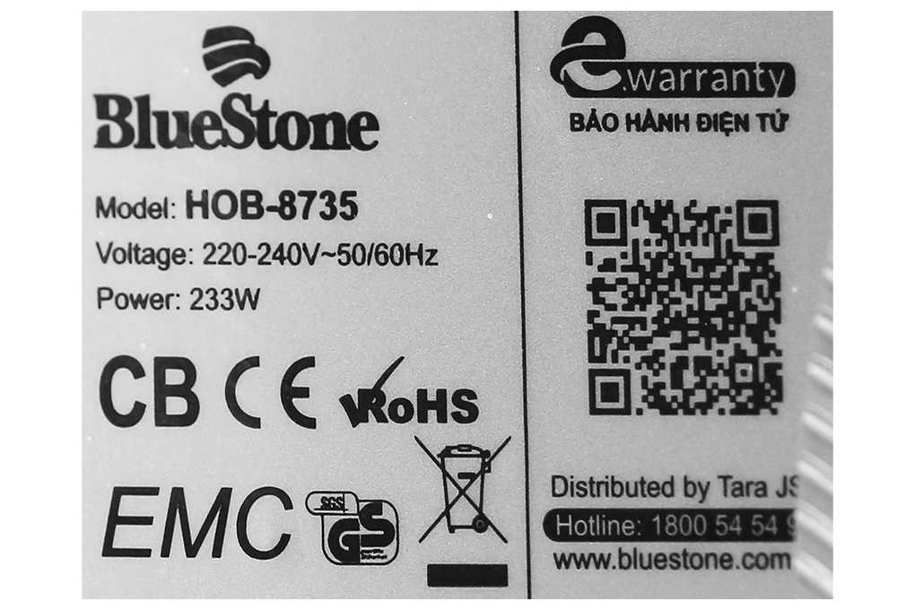 Máy hút mùi kính cong BlueStone HOB-8735 Màu Bạc Inox