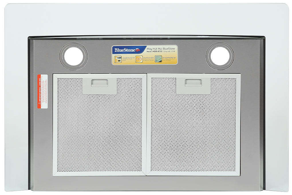 Máy hút mùi kính cong BlueStone HOB-8735 Màu Bạc Inox