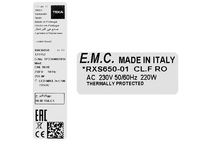 Máy hút mùi âm tủ Teka CNL 9610 Màu Bạc Inox