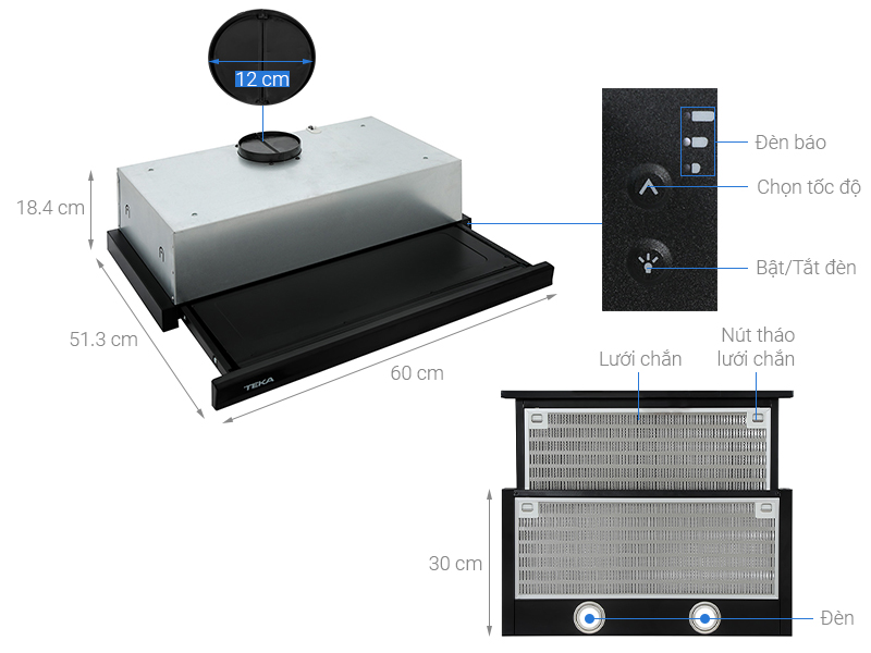 Máy hút mùi âm tủ Teka CNL 6415 BK