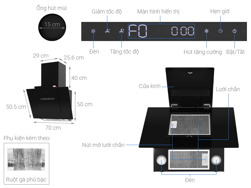 Máy hút mùi kính vát Zemmer HSMT 700ECO PRO
