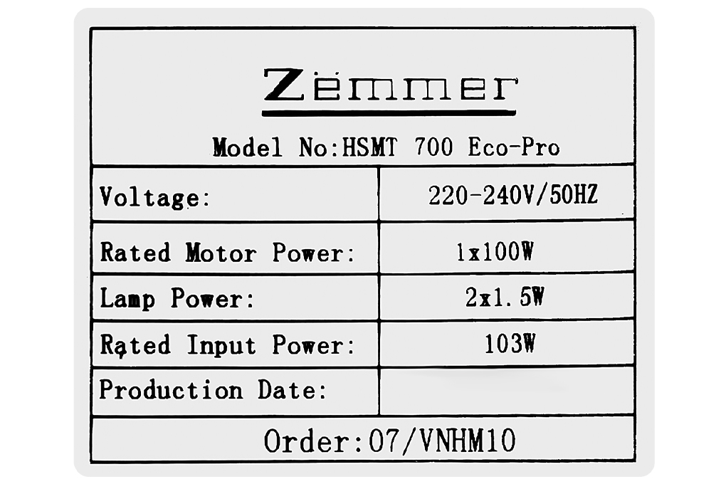 Máy hút mùi kính vát Zemmer HSMT 700ECO PRO Màu Đen