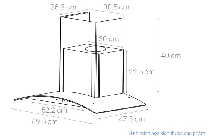 Máy hút mùi kính cong Zemmer HSMT 700ECO Màu Đen