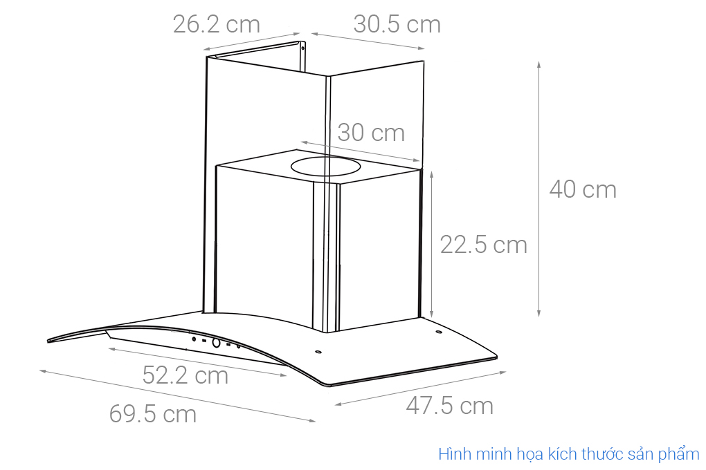 Máy hút mùi kính cong Zemmer HSMT 700ECO Màu Đen