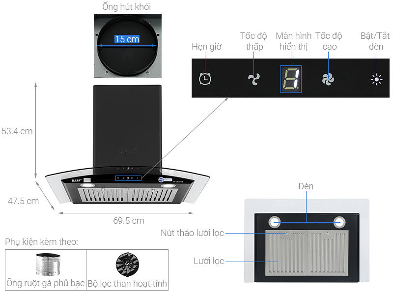 Máy hút mùi kính cong KAFF KF-GB207TB
