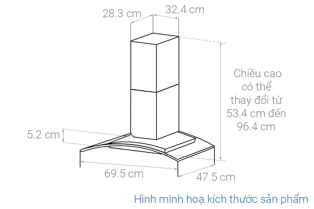 Máy hút mùi kính cong KAFF KF-GB207TB Màu Đen