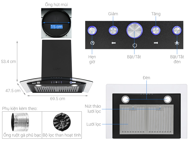 Máy hút mùi kính cong KAFF KF-GB107PB