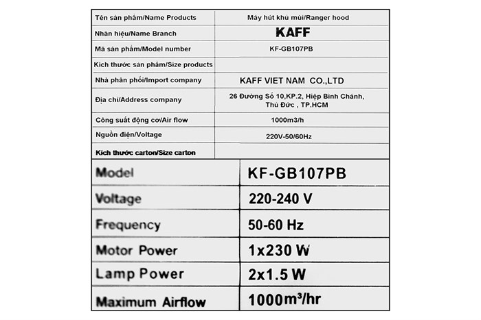 Máy hút mùi kính cong KAFF KF-GB107PB Màu Đen