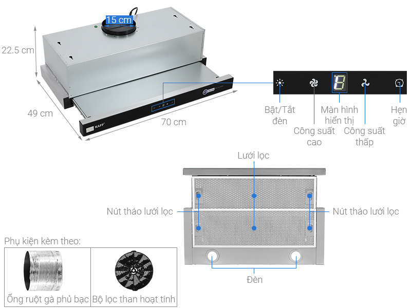 Máy hút mùi âm tủ KAFF KF-TL700ST