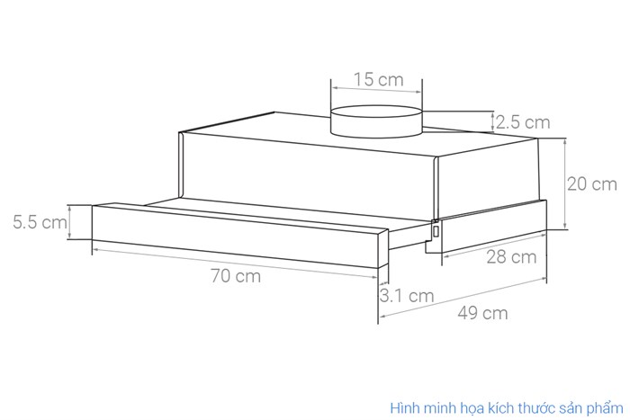 Máy hút mùi âm tủ KAFF KF-TL700ST Màu Đen - Bạc