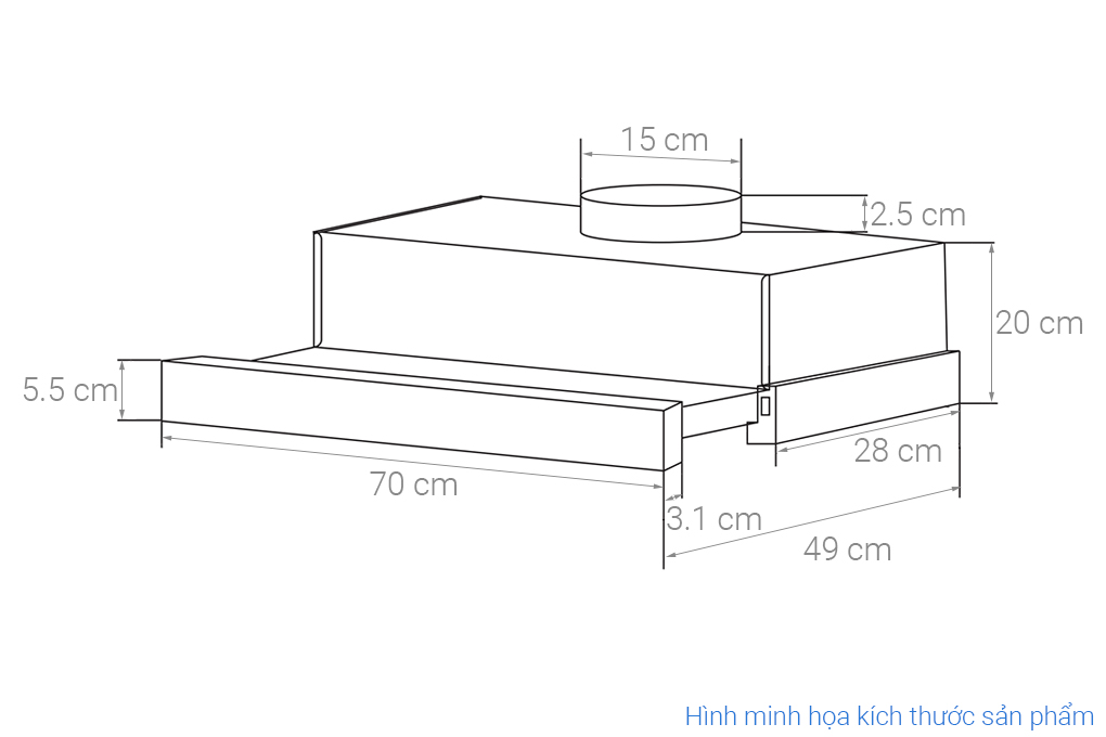 Máy hút mùi âm tủ KAFF KF-TL700ST Màu Đen - Bạc