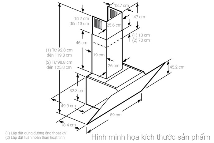 Máy hút mùi kính vát Bosch DWK97JQ60B Màu Đen