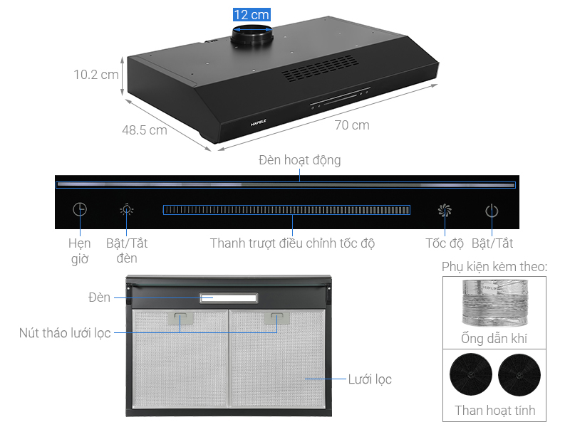 Máy hút mùi âm tủ Hafele HC-B705B (533.87.797)