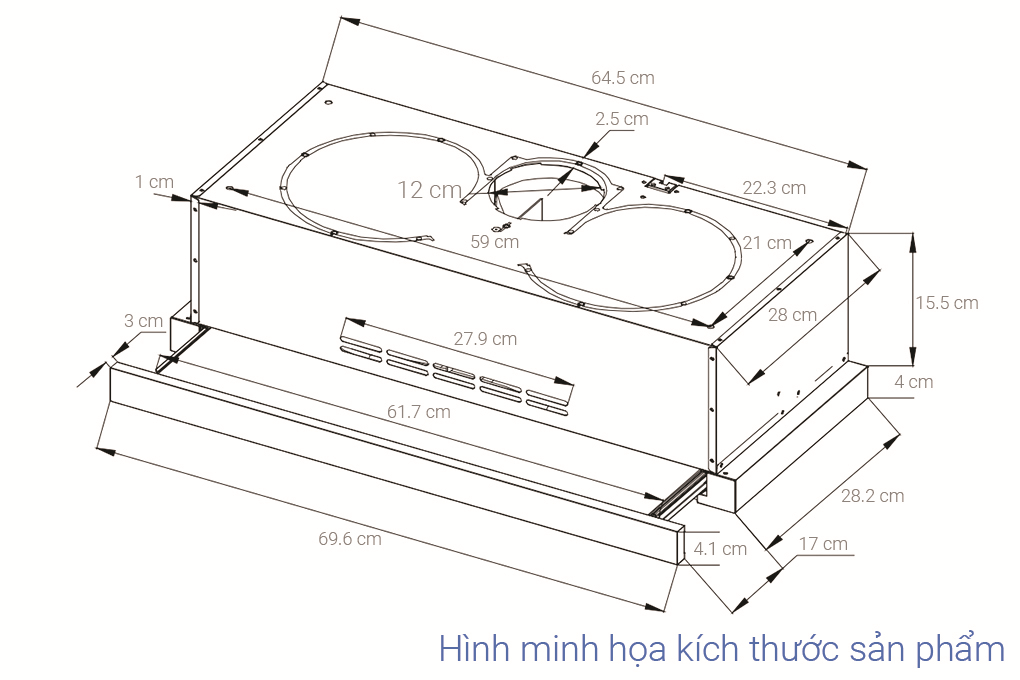 Máy hút mùi âm tủ Pramie ALP9-700 Màu Đen