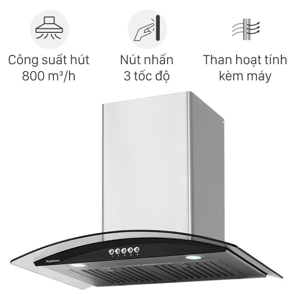 Máy hút mùi kính cong Nagakawa NKCH12M70