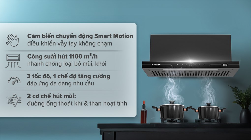 Máy hút mùi âm tủ Sunhouse SHB72095-MD