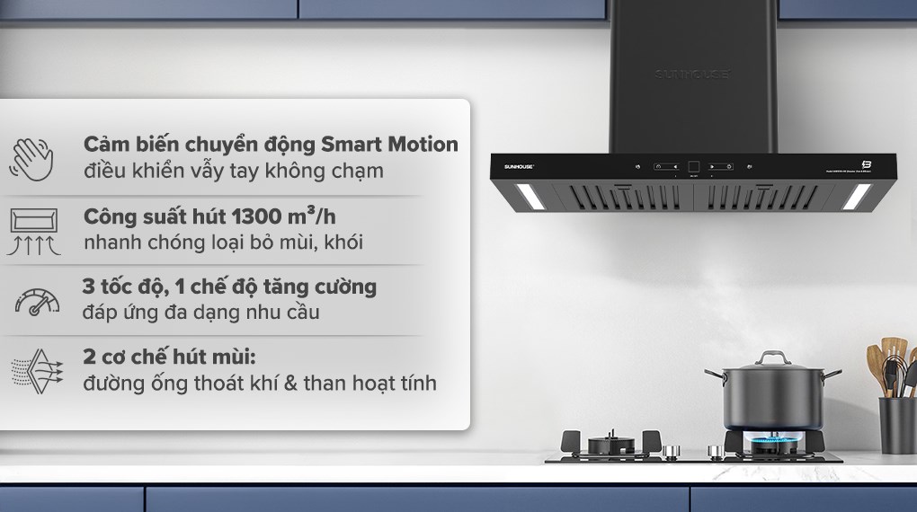 Máy hút mùi áp tường Sunhouse SHB72103-MD
