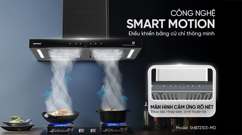 Máy hút mùi áp tường Sunhouse SHB72103-MD