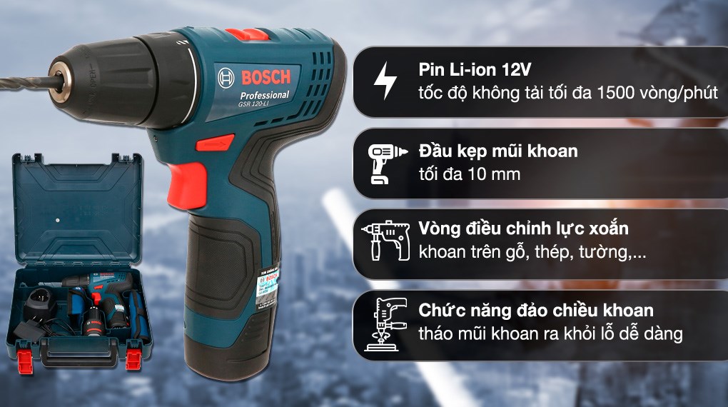 Máy khoan vặn vít dùng pin Bosch GSR 120-LI 12V
