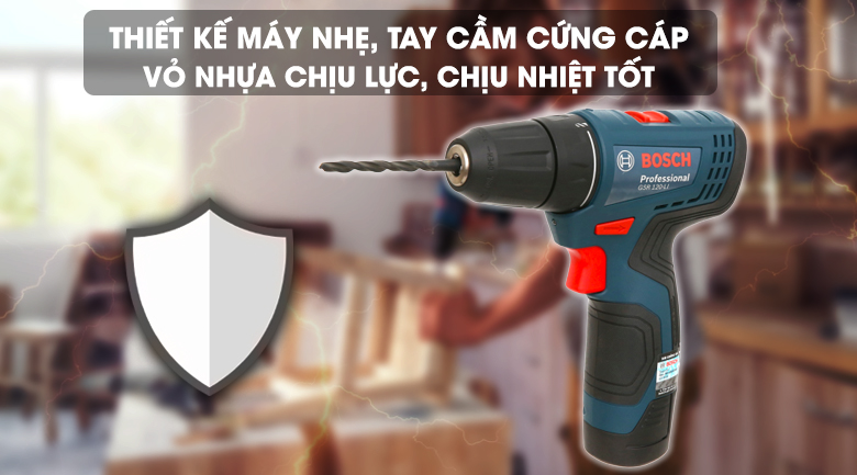 Thiết kế nhỏ gọn, tay cầm cứng cáp - Máy khoan vặn vít dùng pin Bosch GSR 120-LI 