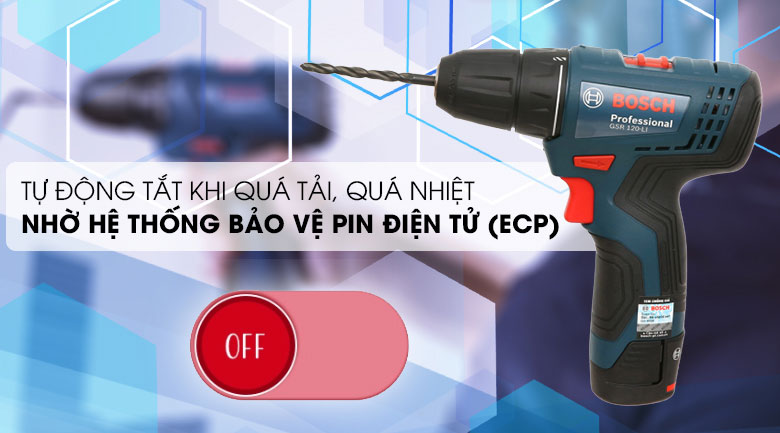 Hệ thống bảo vệ pin điện tử (ECP) - Máy khoan vặn vít dùng pin Bosch GSR 120-LI 