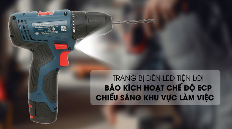 Có hỗ trợ đèn LED tiện lợi - Máy khoan vặn vít dùng pin Bosch GSR 120-LI 