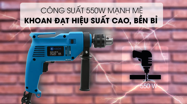 Công suất lớn giúp tăng hiệu quả làm việc - Bộ máy khoan đa năng Kachi K-19 550W 45 món