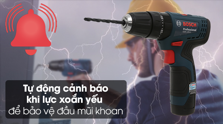 Tích hợp tính năng tự động cảnh báo - Máy khoan động lực dùng pin Bosch GSB 120-LI 1 pin