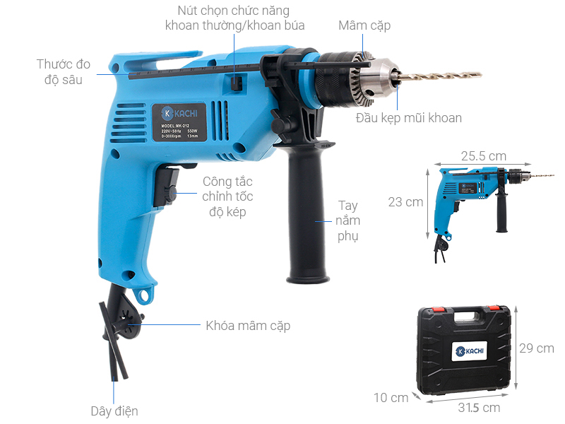Máy khoan điện Kachi MK-212 550W