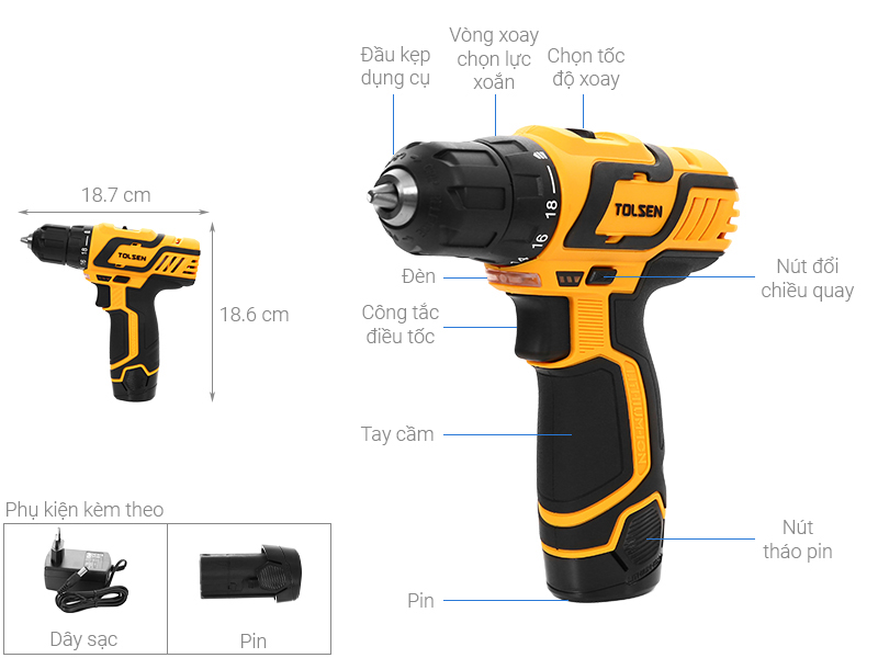 Máy khoan pin Tolsen 79023 12V