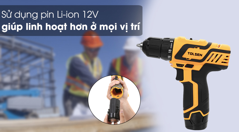 Máy Khoan Pin Tolsen 79023 12V - Sử dụng pin Li-ion