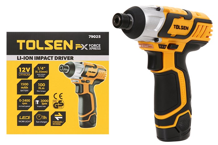 Máy vặn vít pin Tolsen 79025 12V Màu Đen - Vàng