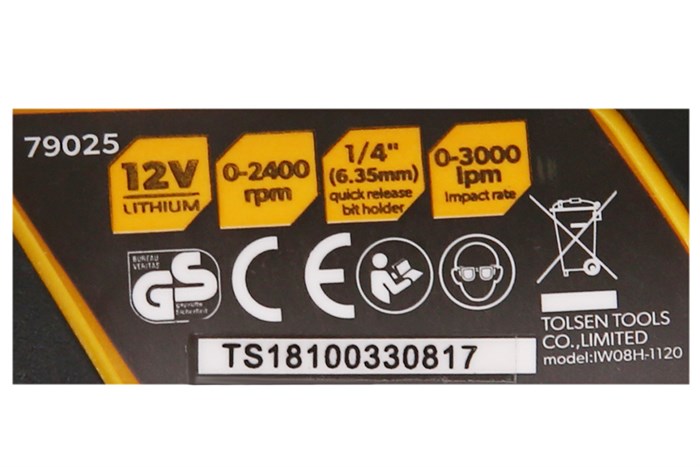 Máy vặn vít pin Tolsen 79025 12V Màu Đen - Vàng