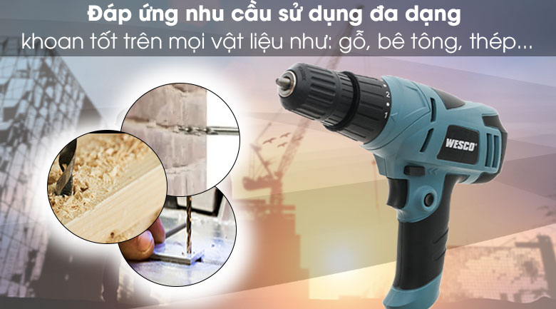 Máy khoan điện Wesco WS3231 300W - Chất liệu khoan Máy khoan điện Wesco WS3231 300W - Chất liệu khoan