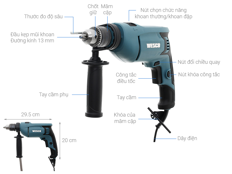Máy khoan động lực điện Wesco WS3174 750W