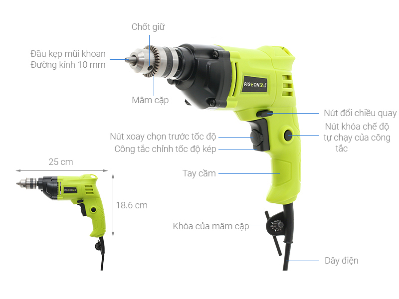 Máy khoan điện Pigeon G6-10H 400W