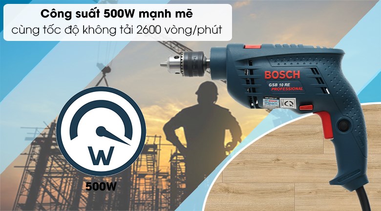 Máy khoan động lực điện Bosch GSB 10 RE 500W - Công suất