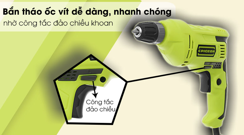 Máy Khoan Điện Pigeon G601 460W - công tắc đảo chiều khoan