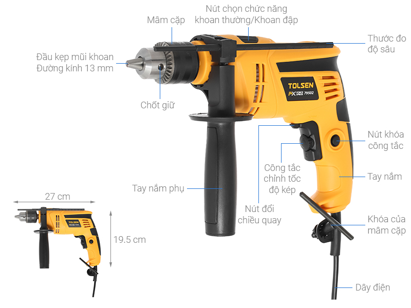 Máy khoan động lực điện Tolsen 79502 710W