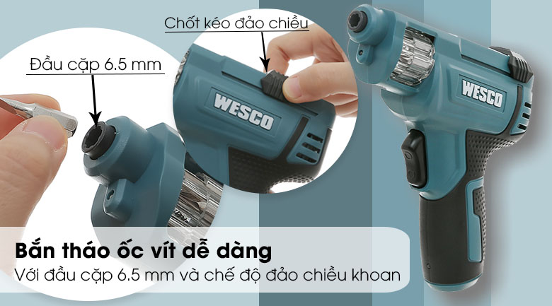Máy khoan vặn vít pin Wesco Ws2013 - Đảo chiều khoan
