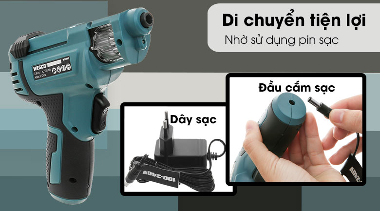 Máy khoan vặn vít pin Wesco Ws2013 - Sạch pin