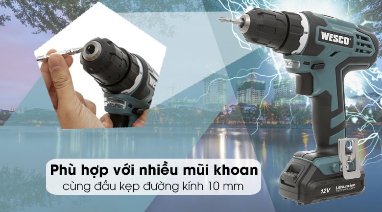 Máy khoan pin Wesco WS2533K2 12V
