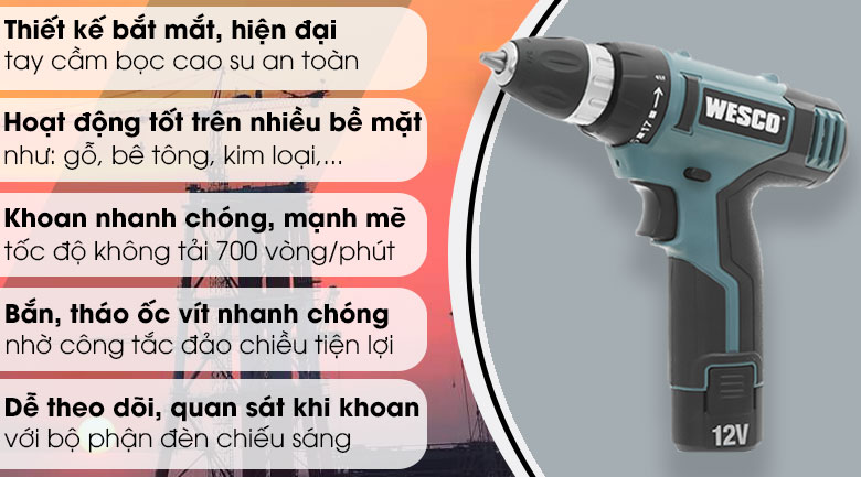 Máy khoan pin Wesco WS2532 12V