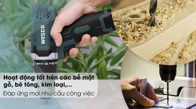 Máy khoan pin Wesco WS2547 - khoan trên nhiều vật liệu