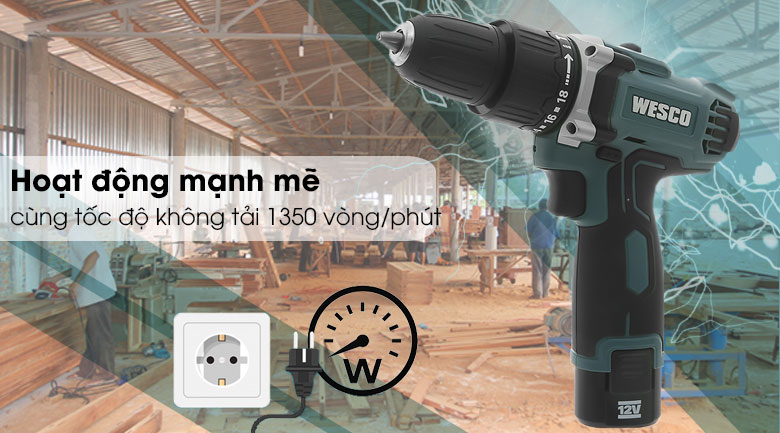 Máy khoan pin Wesco WS2547 - tốc độ khoan