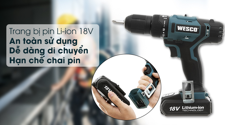 Máy khoan động lực pin Wesco WS2937 18V