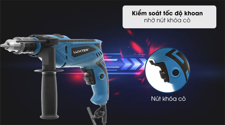 Máy khoan động lực điện Luxter WM57312 750W - nút khóa cò