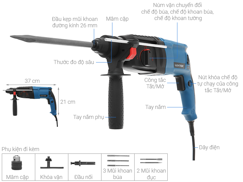 Thông số kỹ thuật Máy hoan búa điện Luxter Wm58101 800W