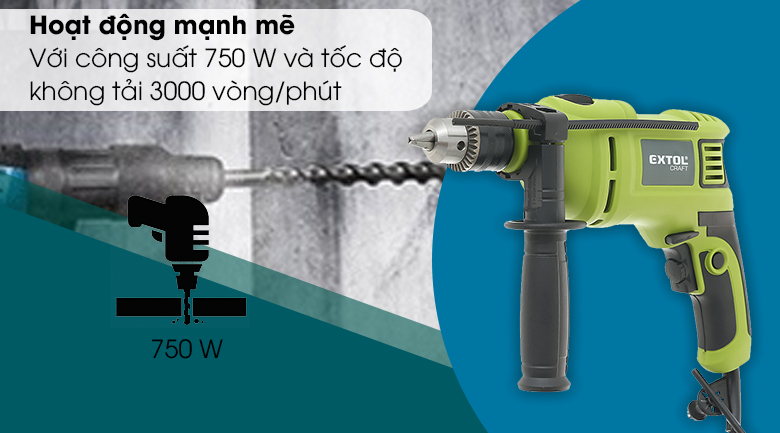 Máy khoan động lực điện Extol 401182 750W - Công suất khoan